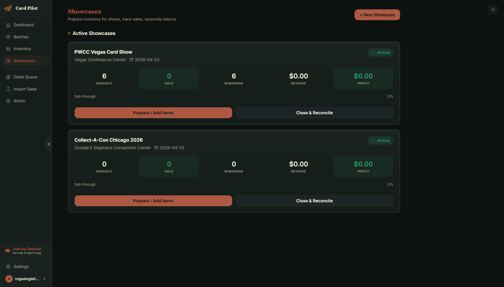 Card Pilot card show tools