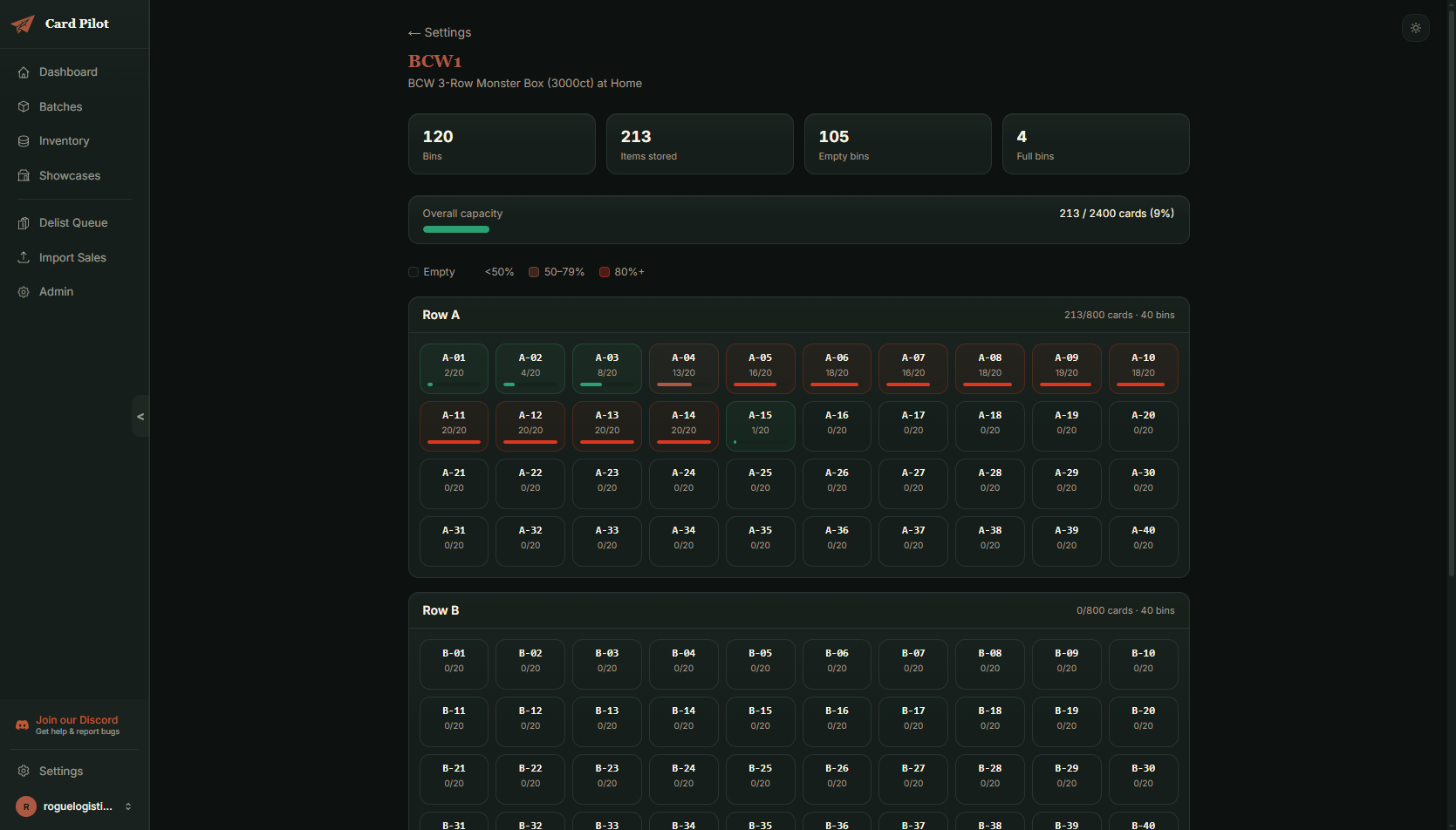 Card Pilot smart storage bin system